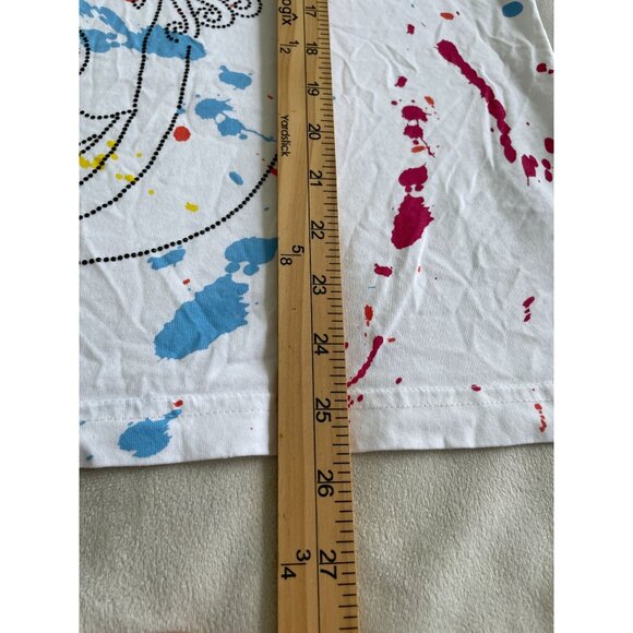 Versace Jeans White V-Neck T-Shirt Colorful Paint Splatter Bead Design Artwear M - Picture 4 of 10